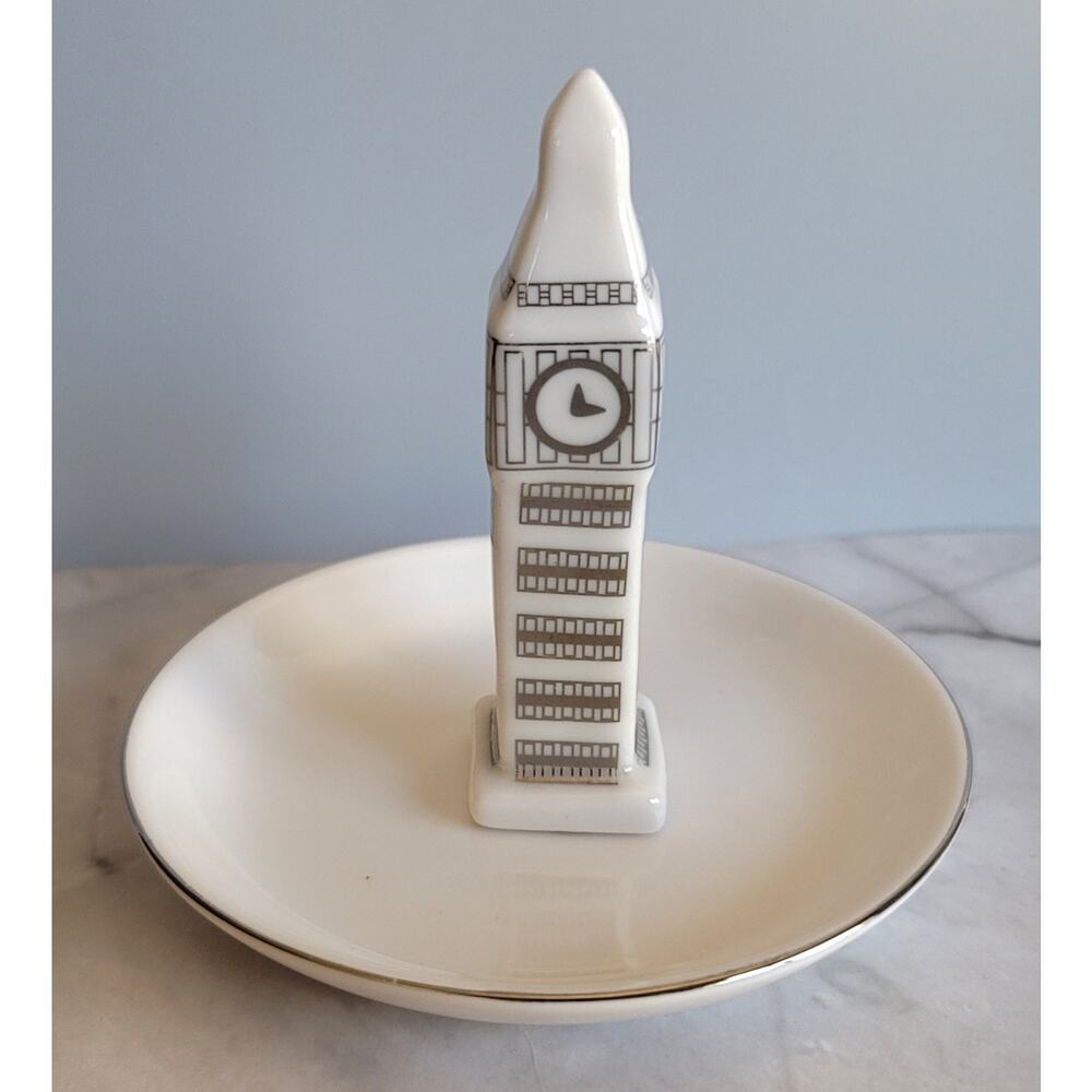 Kohls Big Ben Ring Holder Trinket Dish 3-1/2" by 4" Iconic British Clock Tower - Picture 3 of 8